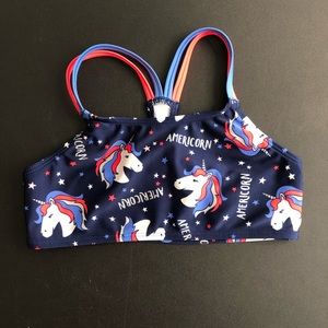 Cat & Jack Navy Blue Unicorn Swim Top Size 7/8